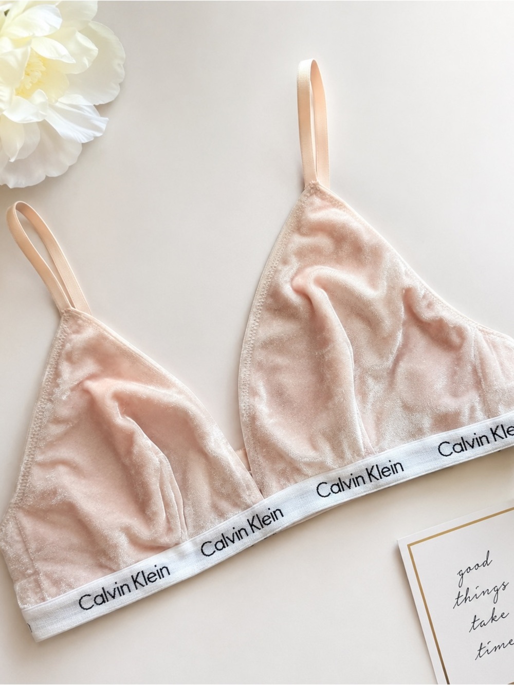 Calvin Klein Blush Velvet Triangle Bralette